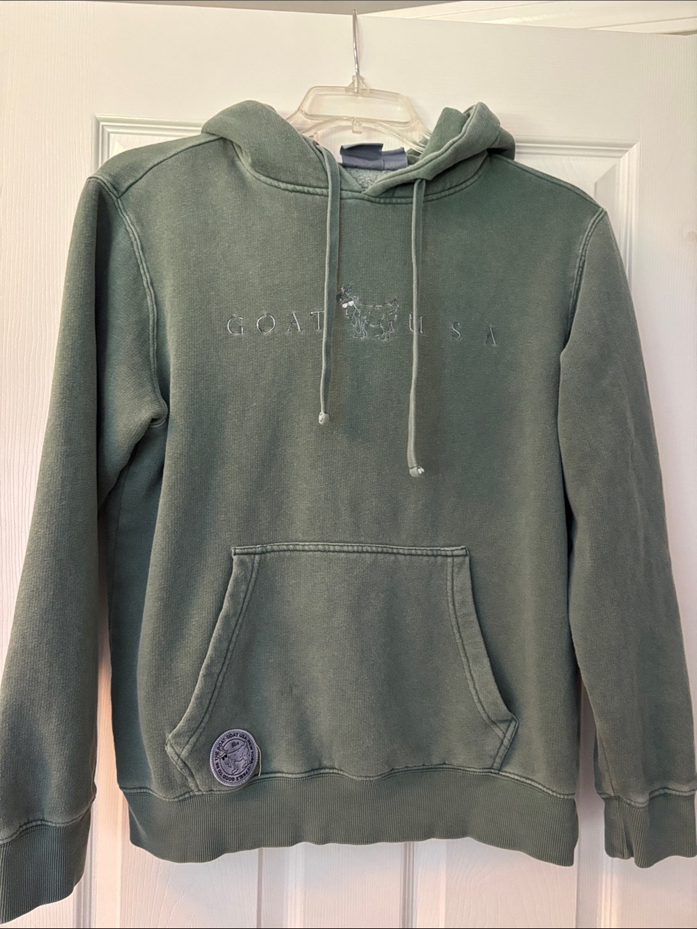 Goat Men's Hooded Sweatshirt in Sage Green